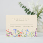 Spring Wildblume Boho Garden Wedding RSVP Karte (Stehend Vorderseite)