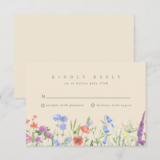 Spring Wildblume Boho Garden Wedding RSVP Karte (Vorne/Hinten)