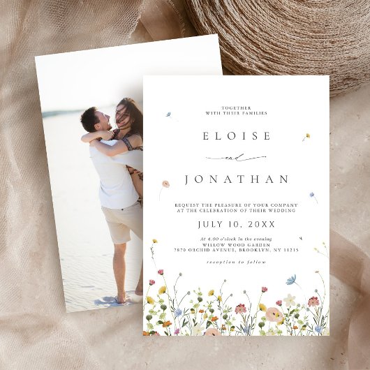Spring Wildblume Garden Floral Boho Foto Hochzeit Einladung