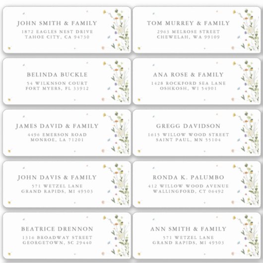 Spring Wildblume Garden Floral Gastadresse Aufkleber (Vorderseite)