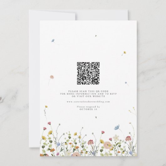 Spring Wildblume Garden Floral QR Code Hochzeit Einladung (Rückseite)
