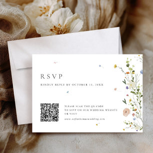 Spring Wildblume Garden Minimalistisch Floral QR C RSVP Karte