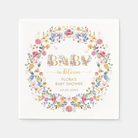 Spring Wildblume Garden Wreath Girl Baby in Bloom Serviette (Vorderseite)