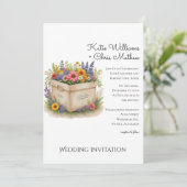 Spring Wildblume Geschenkboxen QR Code Foto Hochze Einladung (Stehend Vorderseite)