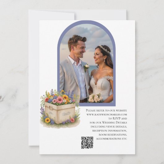 Spring Wildblume Geschenkboxen QR Code Foto Hochze Einladung (Rückseite)