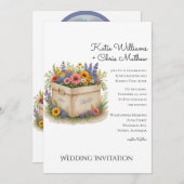 Spring Wildblume Geschenkboxen QR Code Foto Hochze Einladung (Vorne/Hinten)