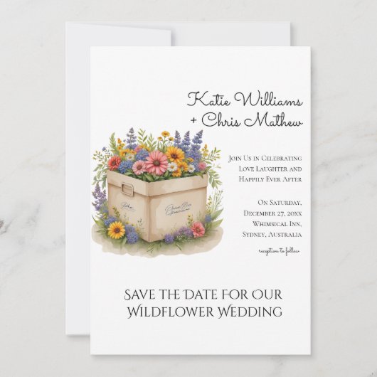 Spring Wildblume Geschenkboxen QR Code Foto laden Einladung (Vorderseite)