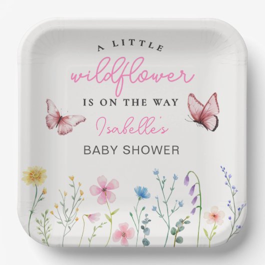 Spring Wildblume Girl Baby Dusche Pappteller (Vorderseite)