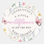 Spring Wildblume Girl Baby Dusche Runder Aufkleber (Vorderseite)