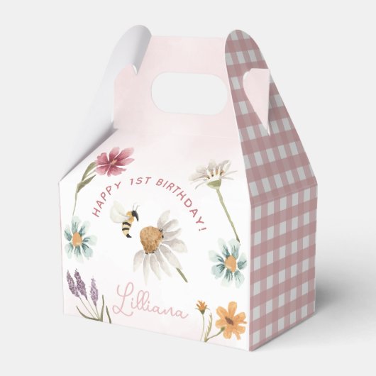 Spring Wildblume Happy Birthday Favor Box Geschenkschachtel (Vorderseite)