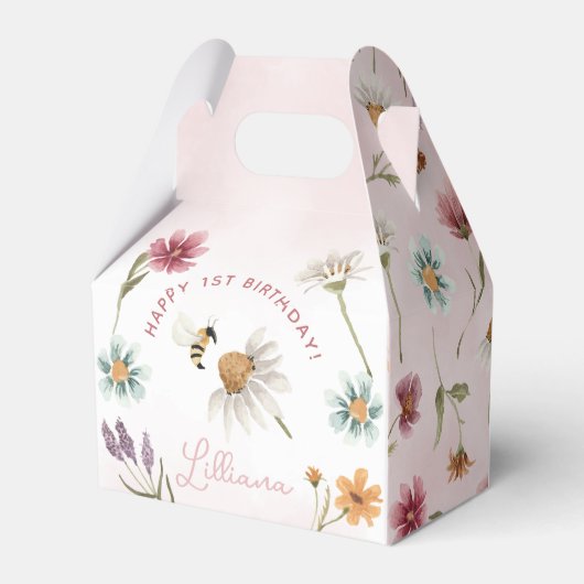 Spring Wildblume Happy Birthday Favor Box Geschenkschachtel (Rückseite)