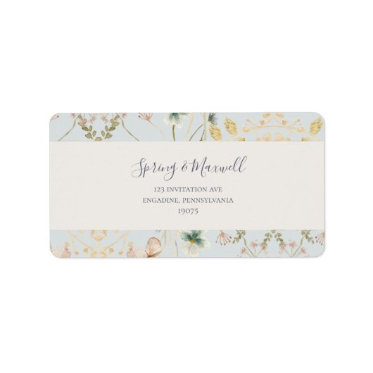 Spring Wildblume Light Blue Wedding RSVP-Adresse Adressaufkleber (Vorne)