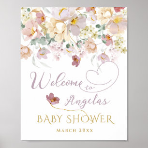 Spring Wildblume Lila Girl Baby Dusche willkommen Poster