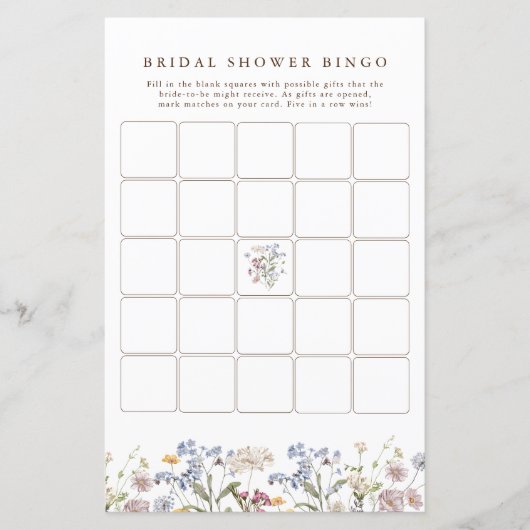Spring Wildblume Meadow Brautparty Bingo (Vorderseite)