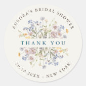 Spring Wildblume Meadow Brautparty vielen Dank Runder Aufkleber (Vorderseite)