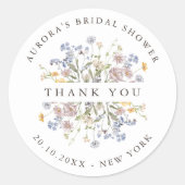 Spring Wildblume Meadow Brautparty vielen Dank Runder Aufkleber (Vorderseite)