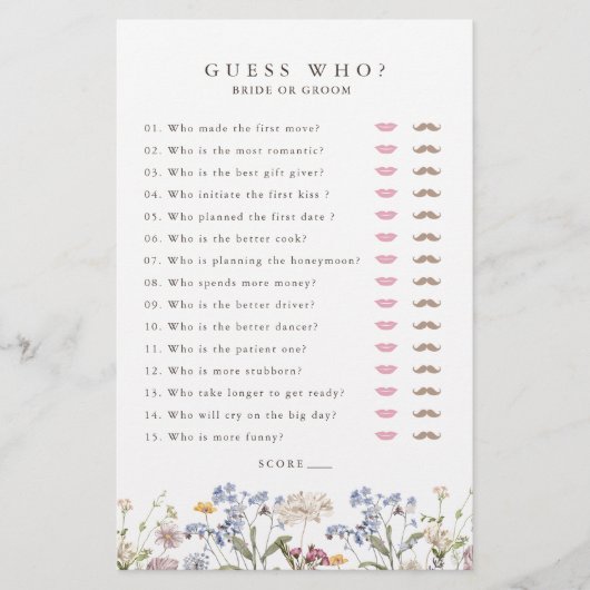 Spring Wildblume Meadow Garden Brautparty Game (Vorderseite)
