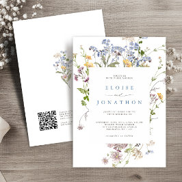 Spring Wildblume Meadow Garden QR-Code Hochzeit Einladung