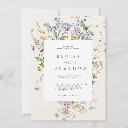 Spring Wildblume Meadow Garden QR Code Hochzeit Einladung (Vorderseite)