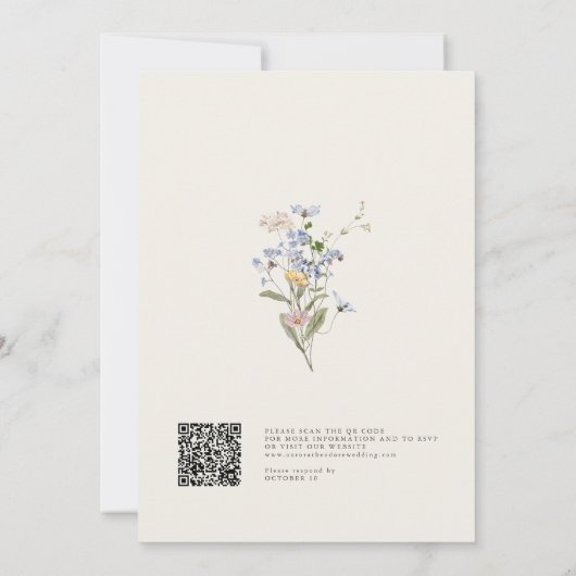 Spring Wildblume Meadow Garden QR Code Hochzeit Einladung (Rückseite)