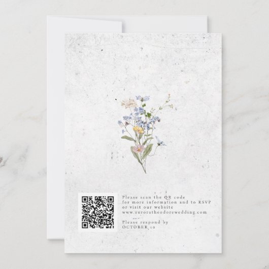 Spring Wildblume Meadow Garden QR Code Hochzeit Einladung (Rückseite)