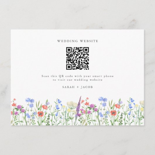 Spring Wildblume QR Code Hochzeit Begleitkarte (Vorderseite)