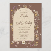 Spring Wildblume Watercolor Custom Hello Baby Einladung (Vorderseite)