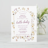 Spring Wildblume Watercolor Custom Hello Baby Einladung (Stehend Vorderseite)