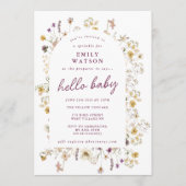 Spring Wildblume Watercolor Custom Hello Baby Einladung (Vorderseite)