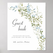 Spring Wildblumen Blue Green Wedbook Poster (Vorne)