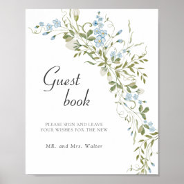 Spring Wildblumen Blue Green Wedbook Poster