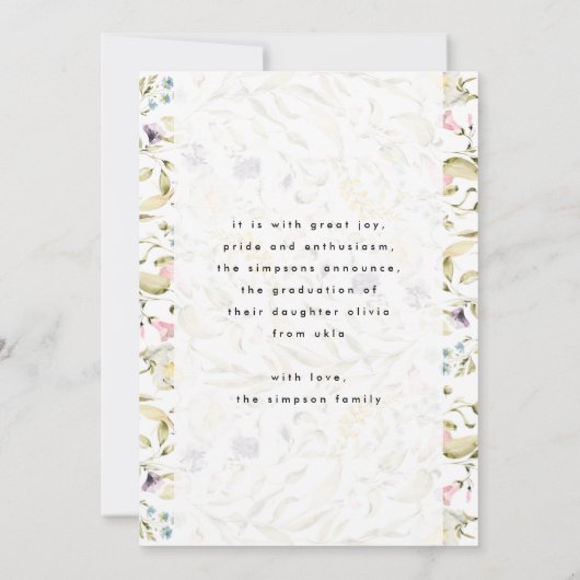 Spring Wildblumen Boho Foto University Grad Ankündigung (Rückseite)