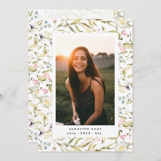 Spring Wildblumen Boho Foto University Grad Ankündigung (Vorne/Hinten)