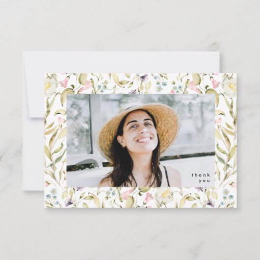 Spring Wildblumen Boho Foto University Grad Dankeskarte (Vorderseite)