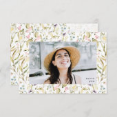 Spring Wildblumen Boho Foto University Grad Dankeskarte (Vorne/Hinten)