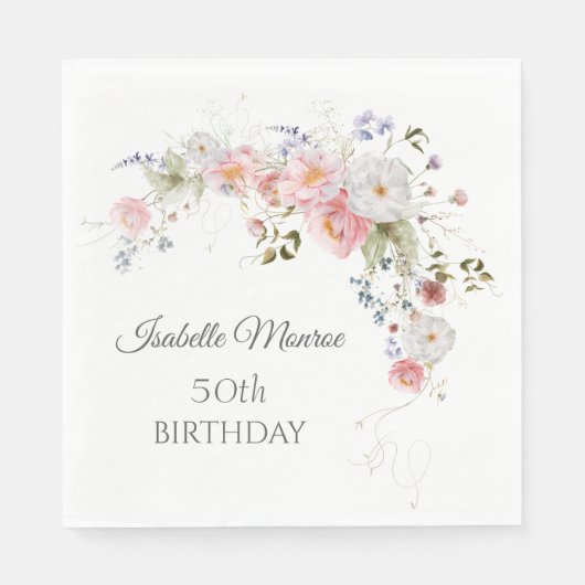 Spring Wildflower 50th Birthday  Serviette (Vorderseite)