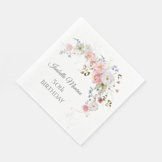 Spring Wildflower 50th Birthday  Serviette (Ecke)