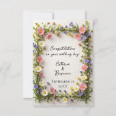 Spring Wildflower Border Wedding Congratulations Karte (Vorderseite)