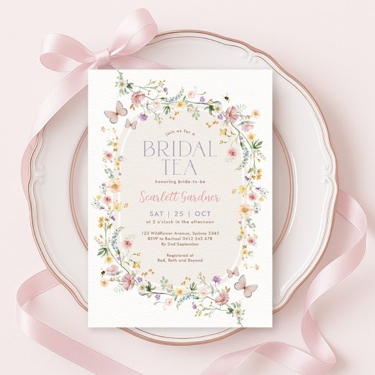 Spring Wildflower Butterfly Bridal Tea Einladung