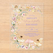 Spring Wildflower Fairy First 1st Birthday Acryleinladungen (Vorderseite)