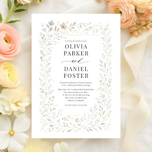 Spring Wildflower Garden Floral Botanical Wedding Einladung