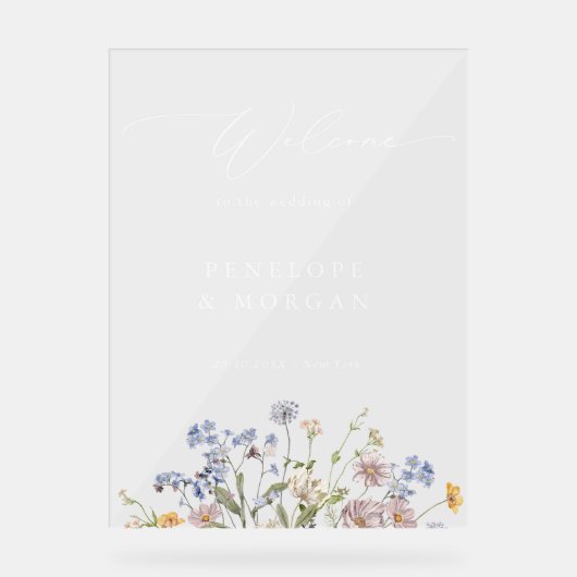 Spring Wildflower Meadow Garden Wedding Welcome Acrylschild (Vorderseite)