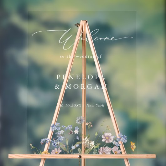 Spring Wildflower Meadow Garden Wedding Welcome Acrylschild (Neutral)