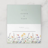 Spring Wildflower Wedding Platzkarte (Außenseite Aufgefaltet)