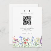 Spring WildflowerQR-Code Hochzeitung Begleitkarte (Vorne/Hinten)