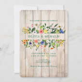 Spring Wildflowers on Wood Wedding Invitation  Einladung (Vorderseite)