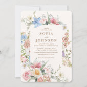 Spring Wildflowers Pastel Floral Garden Wedding Einladung (Vorderseite)