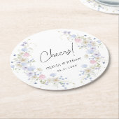 Spring Wildflowers Purple Pink Wedding Cheers Runder Pappuntersetzer (Angewinkelt)