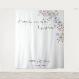 Spring Wildflowers Purple Pink Wedding Wandteppich