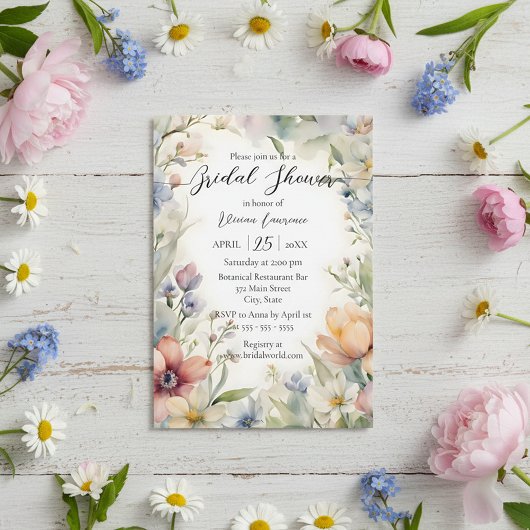 Spring Wildflowers Watercolor Floral Bridal Shower Einladung